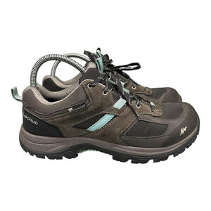 Quechua Hiking Shoes Womens Size 40 Gray Teal MH100 Waterproof Trail Outdoor